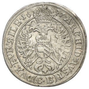Schlesien, Habsburger Herrschaft, Leopold I., 3 Kreuzer, Brzeg 1697 CB