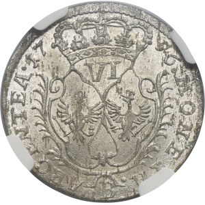 Śląsk, Panowanie pruskie, Fryderyk II, Szóstak Wrocław 1756 B - NGC MS63