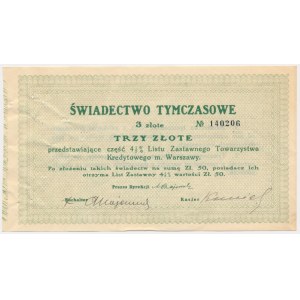 TKM Warsaw, 4.5% provisional certificate for a convertible mortgage bond