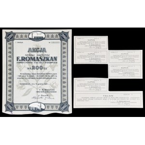 F. Romaszkan Fabryka Papieru S.A. w Wadowicach, 200 zł, Emisja I - niski numer!