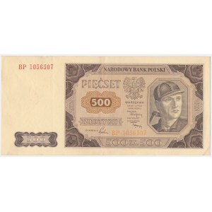 500 zlotych, 1948 - BP - NICE - heavily ribbed paper