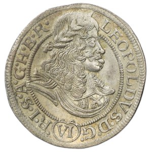 Silesia, Habsburg rule, Leopold I, 6 Kreuzer Breslau 1673 SHS