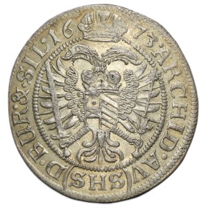 Silesia, Habsburg rule, Leopold I, 6 Kreuzer Breslau 1673 SHS