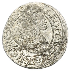 Silesia, Habsburg rule, Leopold I, 3 Kreuzer Breslau 1668 SHS