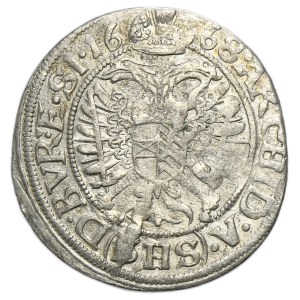 Silesia, Habsburg rule, Leopold I, 3 Kreuzer Breslau 1668 SHS