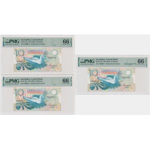 Seychelles, 10 Rupees (1983) - PMG 66 EPQ - consecutive low serial numbers (3 pcs.)