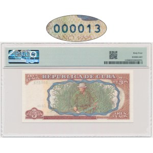 Cuba, 3 pesos 1995 - PMG 64 - numéro de série bas