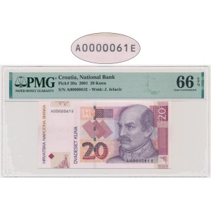 Croatia, 20 Kuna 2001 - PMG 66 EPQ - low serial number