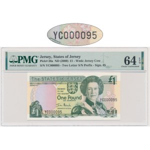 Jersey, 1 Pfund 2000 – PMG 64 EPQ – niedrige Seriennummer