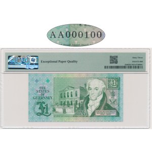 Guernsey, 1 Pound 2016 - AA000100 - PMG 63 EPQ - BINARY NUMBER