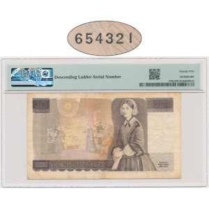 Great Britain, 10 Pounds (1988-91) - HS 63 654321 - PMG 25 - descending ladder serial number