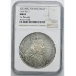 Augustus III of Poland, Thaler Leipzig 1753 EDC - NGC MS61 - ex. Potocki