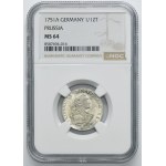Allemagne, Royaume de Prusse, Frédéric II, 1/12 de talar, Berlin 1751 A - NGC MS64