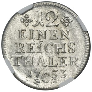 Germany, Kingdom of Prussia, Frederick II, 1/12 Thaler Kleve 1753 C - NGC MS62