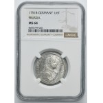 Silesia, Prussian rule, Friedrich II, 1/6 Thaler Breslau 1751 B - NGC MS64
