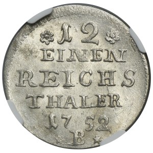 Silesia, Prussian rule, Friedrich II, 1/12 Thaler Breslau 1752 B - NGC MS64