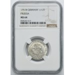 Silesia, Prussian rule, Friedrich II, 1/12 Thaler Breslau 1751 B - NGC MS64