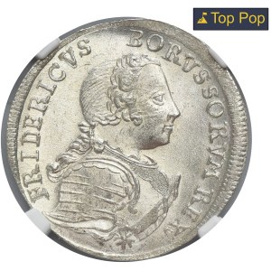 Silesia, Prussian rule, Friedrich II, 1/6 Thaler Breslau 1751 B - NGC MS65