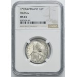 Silesia, Prussian rule, Friedrich II, 1/6 Thaler Breslau 1751 B - NGC MS65