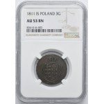 Varšavské kniežatstvo, 3 groše, Varšava 1811, IS – NGC AU53 BN