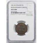 November Uprising, 3 Groschen Warsaw 1831 KG - NGC AU53 BN