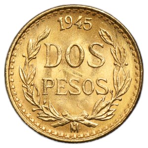 Mexico, Republic, 2 Pesos Mexico 1945