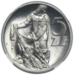 5 złotych 1959 Rybak - NGC MS66 - OBUSTRONNE SŁONECZKO - RZADKI
