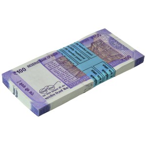 Indie, bankovní balíček 100 rupií 2019 (100 ks)