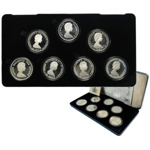 Set, Great Britain, Elizabeth II, Coin Set from the 80th Birthday Series of Elizabeth, Queen Mother, 25 Pence (7 pcs.)