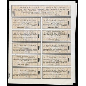 Towarzystwo Akcyjne Fabryki Cukru i Rafinerii Michałów, 10 x 500 mkp 1923, Emisja VI