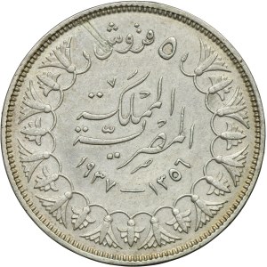 Egypt, Farouk, 5 Qirsh 1937