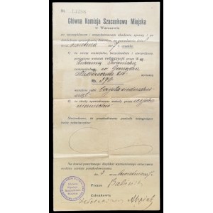 Commission municipale principale d'évaluation de Varsovie, décision de 1917.