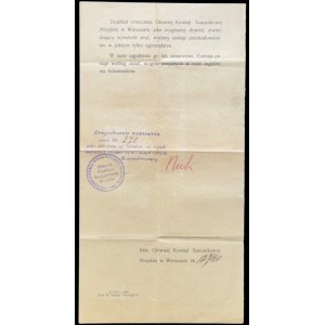 Commission municipale principale d'évaluation de Varsovie, décision de 1917.