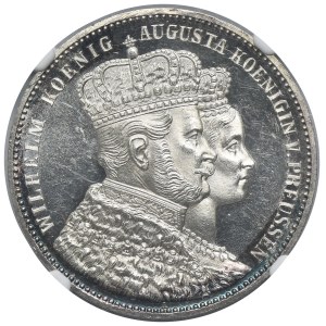 Allemagne, Royaume de Prusse, Guillaume Ier, thaler de couronnement, Berlin 1861 - NGC MS63 PL - brillant comme un miroir