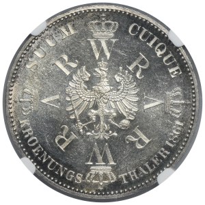 Allemagne, Royaume de Prusse, Guillaume Ier, thaler de couronnement, Berlin 1861 - NGC MS63 PL - brillant comme un miroir