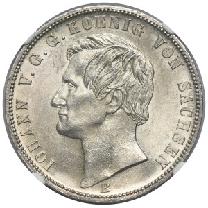 Germany, Kingdom of Saxony, Johann V, Thaler Dresden 1871 B - NGC MS63 - Siegestaler
