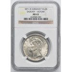 Germany, Kingdom of Saxony, Johann V, Thaler Dresden 1871 B - NGC MS63 - Siegestaler