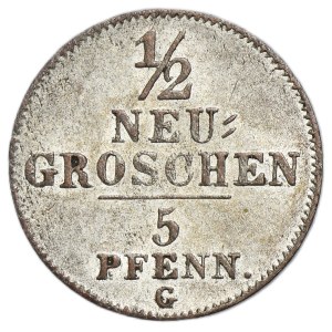 Germany, Duchy of Saxe-Altenburg, Józef, 1/2 Neugroschen = 5 Pfennige Dresden 1842 G