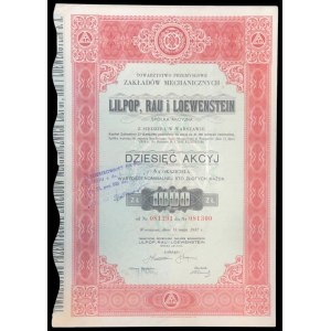 Industrial Society of Lilpop, Rau, and Loewenstein Mechanical Works, S.A., 10 x 100 zł, 1937