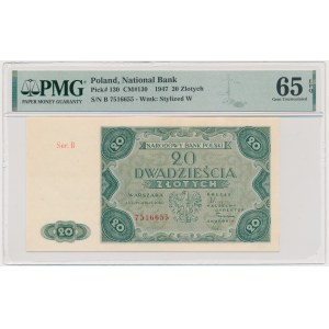 20 zlotych, 1947 - B - PMG 65 EPQ