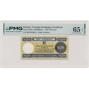 Pewex, 20 centów 1979 - HN - mały - PMG 65 EPQ