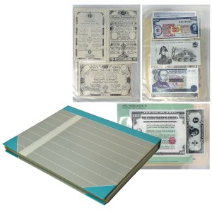 Klaser z Kolekcji Czesława Miłczaka - reprodukcje, czeki i banknoty (ok.74 szt.)