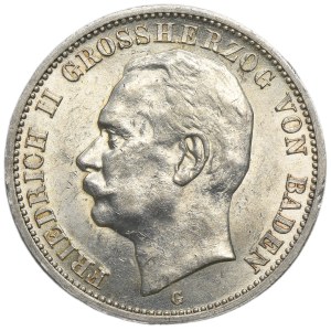 Germany, Grand Duchy of Baden, Friedrich II, 3 Marks Karlsruhe 1911 G