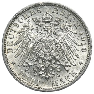 Germany, Kingdom of Prussia, Wilhelm II, 3 Mark Berlin 1910 A