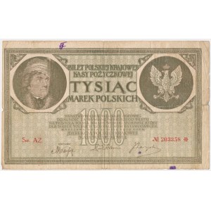 1,000 marks, 1919 – Ser. AZ – Period forgery – UNDETECTED