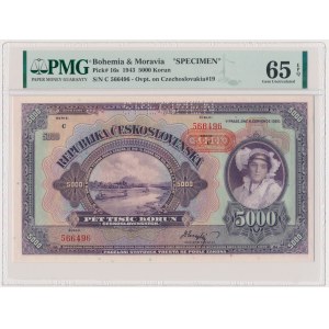 Bohemia and Moravia, 5,000 Korun 1943 - SPECIMEN - PMG 65 EPQ