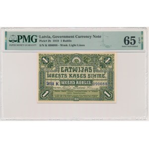 Latvia, 1 Ruble 1919 - PMG 65 EPQ