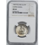 1 zloty, 1949, Nickel-Copper Alloy - NGC MS64