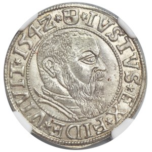 Duchy of Prussia, Albert Hohenzollern, Groschen Königsberg 1542 - PRVSS - NGC MS63
