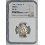 Duchy of Prussia, Albert Hohenzollern, Groschen Königsberg 1542 - PRVSS - NGC MS63